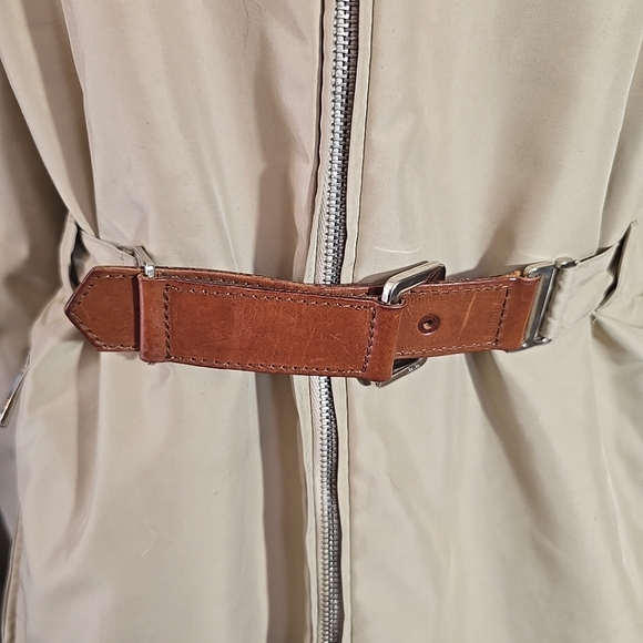 Max Mara Womens Beige Fur-Trimmed Hooded Jacket Size 4 - Picture 5 of 10